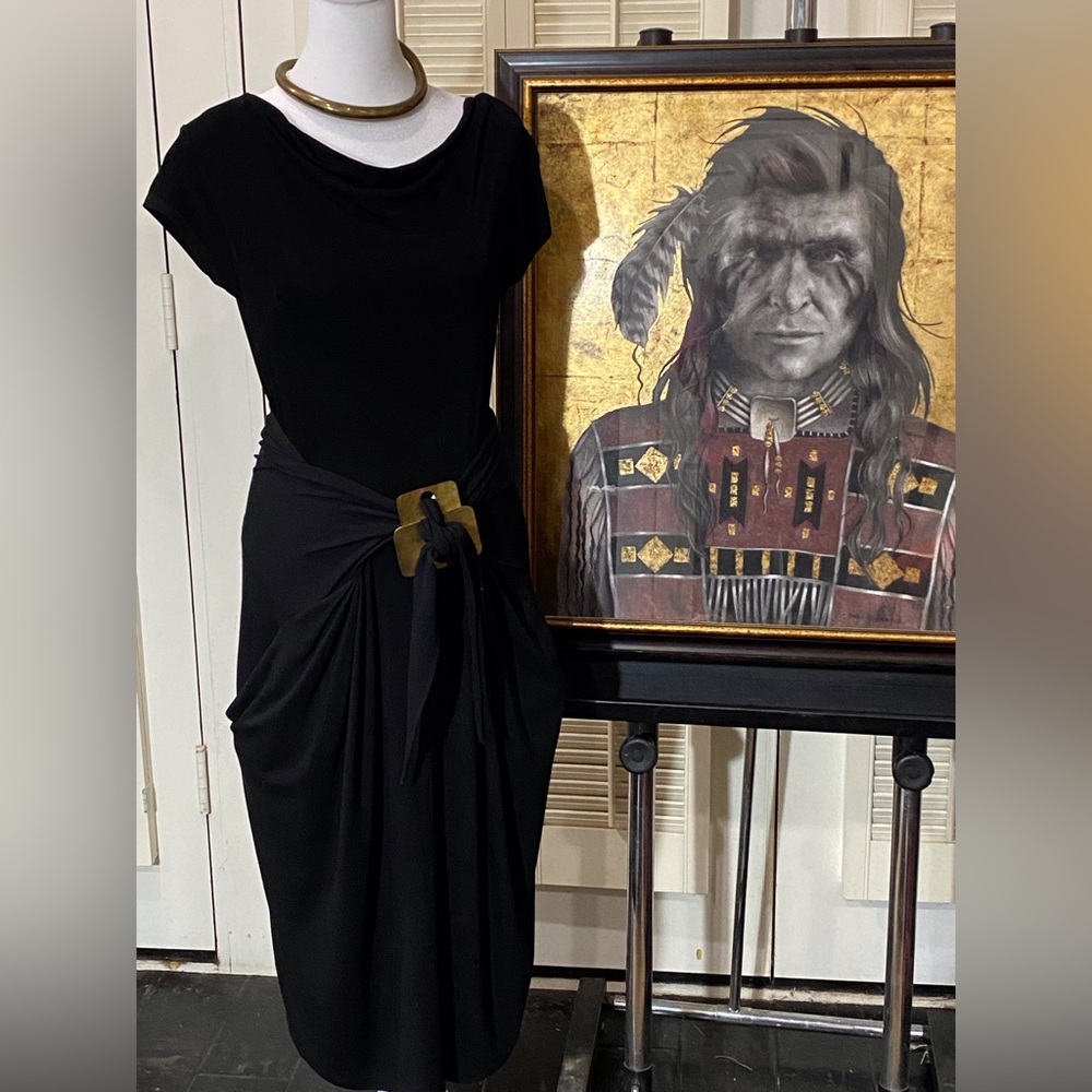 Donna Karan black skirt with tie waist
